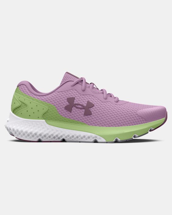 Girls' Grade School UA Charged Rogue 3 Running Shoes in Purple image number 0